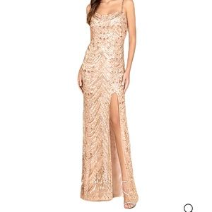 Lara Cowl Neck Beaded Evening Gown